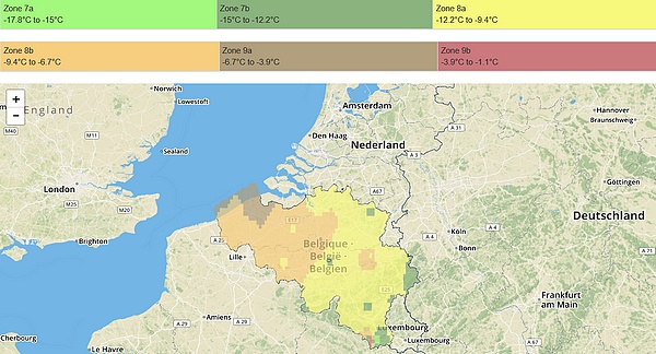Zones de rusticité Belgique